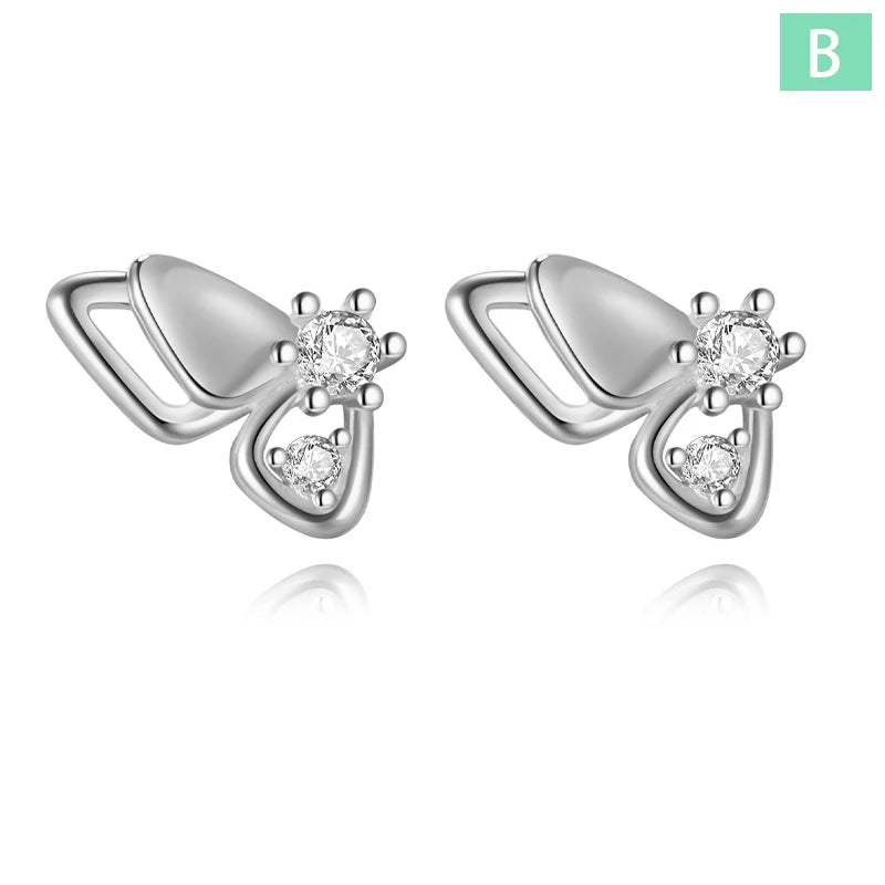 TrustDavis Girrls 925 Sterling Silver Sweet Butterfly CZ Stud Earrings for Women Girls Birthday Gift Jewelry DS4580