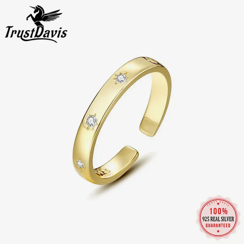 925 Sterling Silver Fashion Start Simple Opening Ring LB278