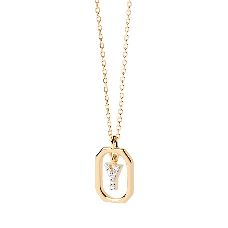 Square Hollow 26 Letter Necklace DS4772