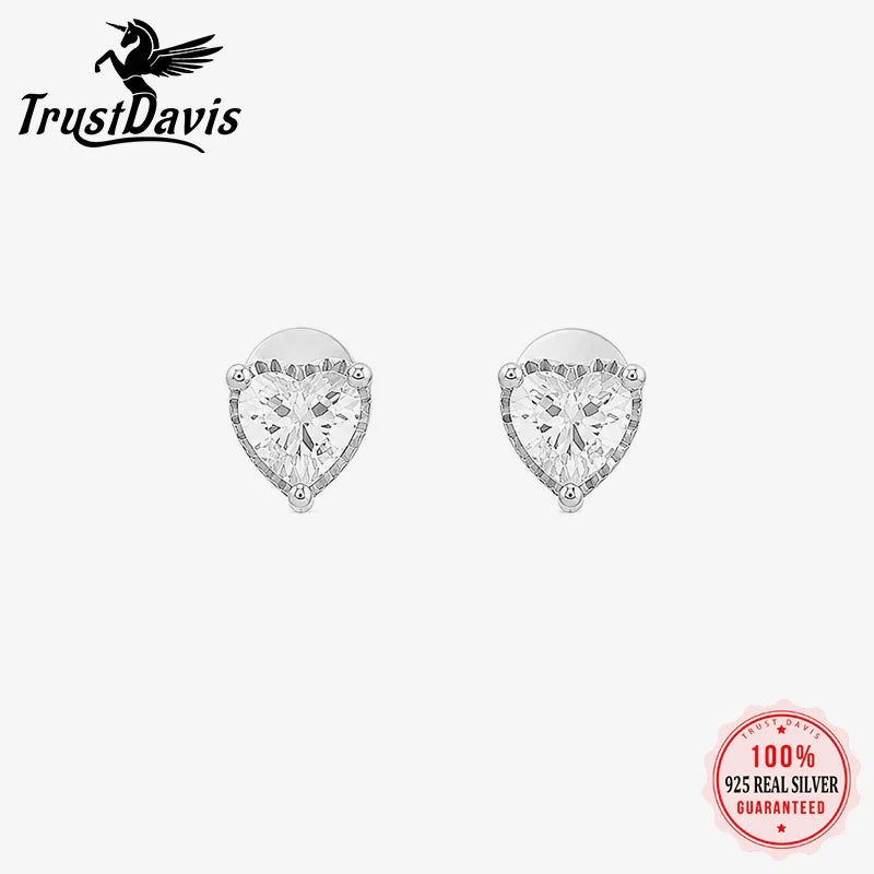 Heart-shaped Zircon Screw Earrings for Women Daily Wear Jewelry Gift DS4989