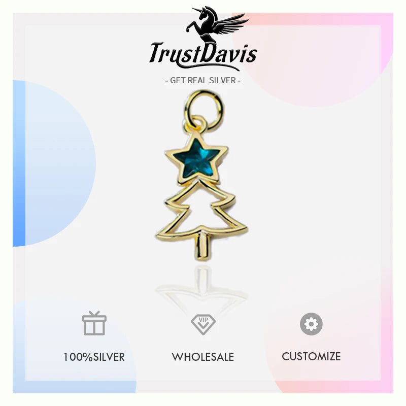 Diamond Studded Christmas Tree Charm Pendant Handmade DIY Accessories DZ1706