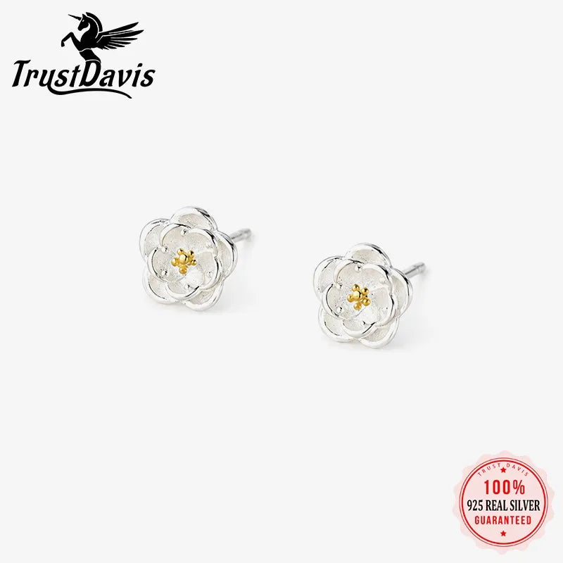 Camellia Flower Stud Earrings for Women Daily Wear Dainty Jewelry Gift DS4962