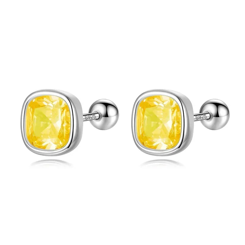 TrustDavis Real 925 Sterling Silver Sweet Geometric CZ Screw Stud Earrings for Women Girls Birthday Fine Jewelry DS4052