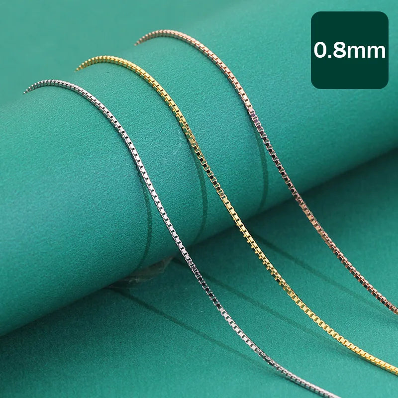 Trustdavis 100% 925 Sterling Silver Jewelry Box Chain Collarbone Chain Short Necklace For Women Silver 925 Jewelry DC07
