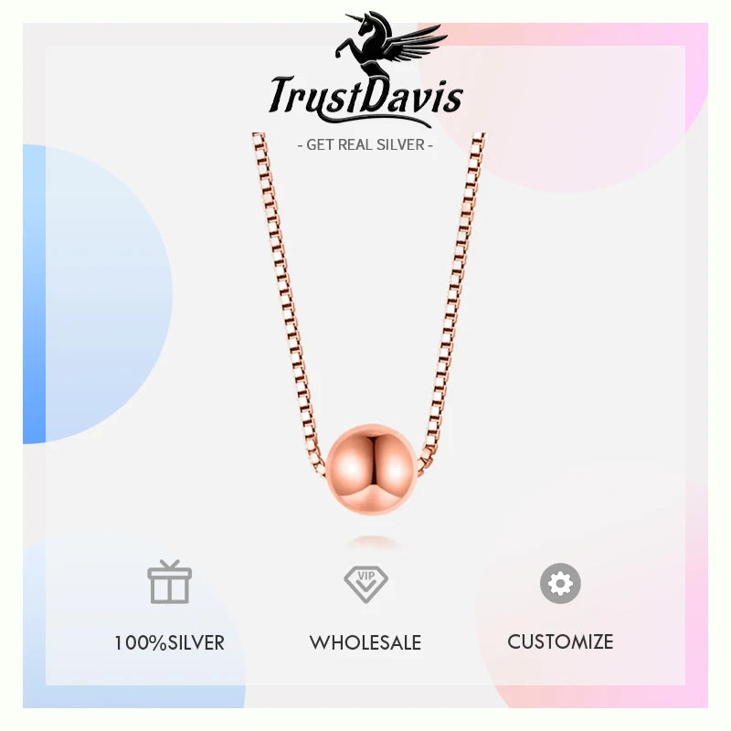 TrustDavis Minimalist 925 Sterling Silver Mini Round Bead Clavicle Chain For Women Wedding Party S925 Necklace Jewelry DS843