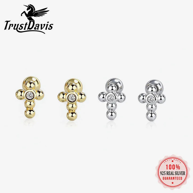 Cross Zirconia Screw Earrings DS5023