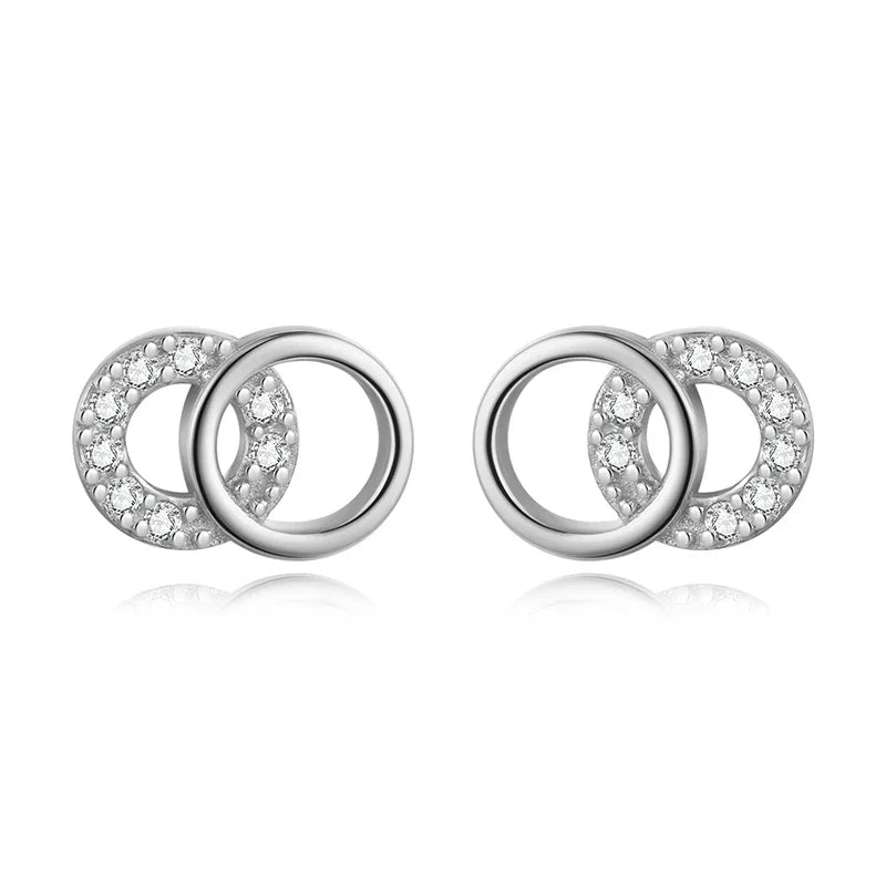 Trustdavis Real 925 Sterling Silver Minimalist Round Zircon Stud Earrings for Women Wedding Party Fine S925 Jewelry DA3221