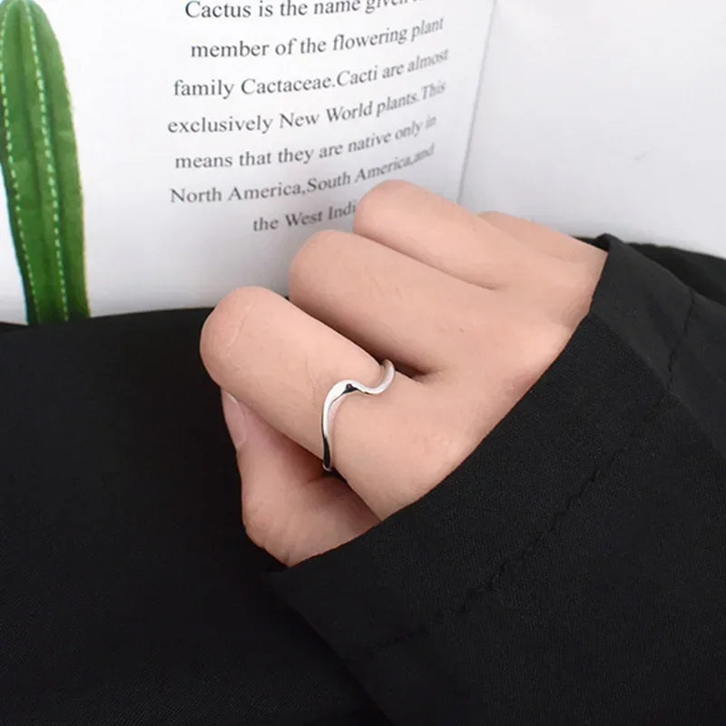 TrustDavis Real 925 Sterling Silver Fashion Minimalist Distortion Opening Ring For Women Lady Valentine's Day Jewelry DD194