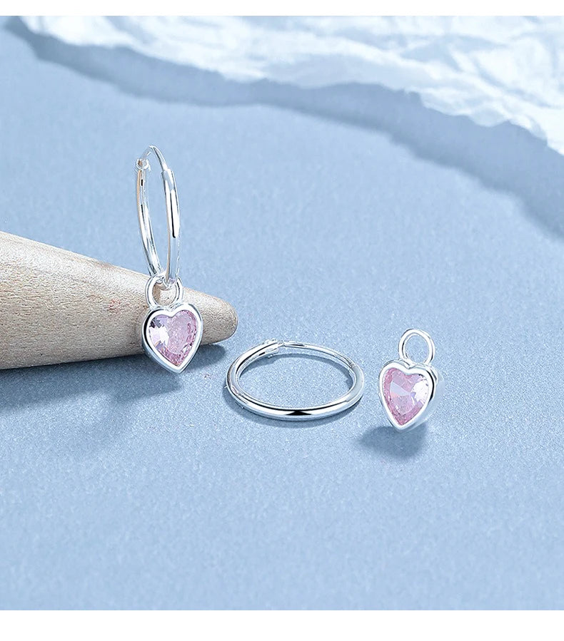 Fashion Romantic Heart Zircon Hoop Earrings DS4605