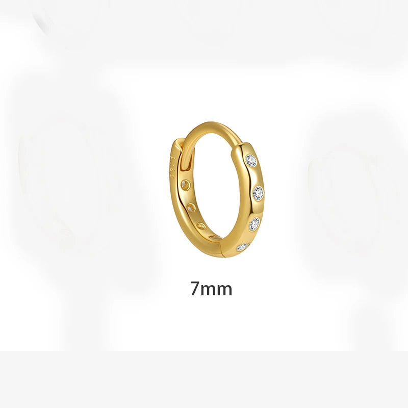 TrustDavis Real 925 Sterling Silver Women's Fashion Simple Zirconia Hoop Earrings for Women Girls Gift Fine Jewelry DS4711