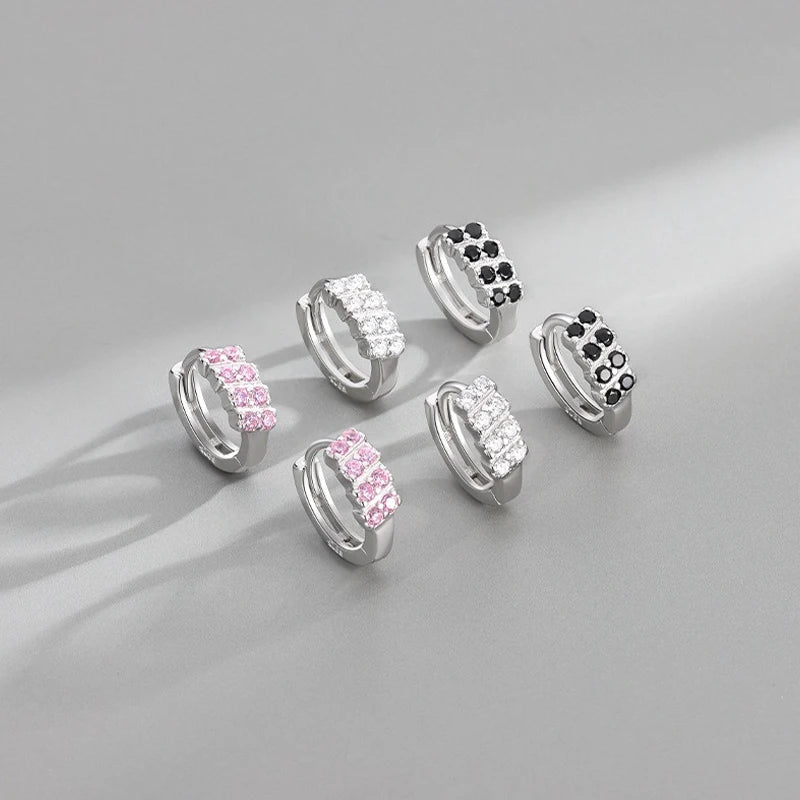 TrustDavis Real 925 Sterling Silver Women's Fashion Colorful Zircon Circle Earrings for Women Girls Gift Fine Jewelry DS4670