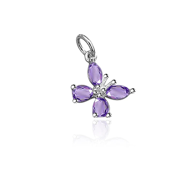 TrustDavis Real 925 Sterling Silver Sweet Zircon Butterfly Charm Pendant Handmade DIY Accessories Fine Jewelry Wholesale DZ1716