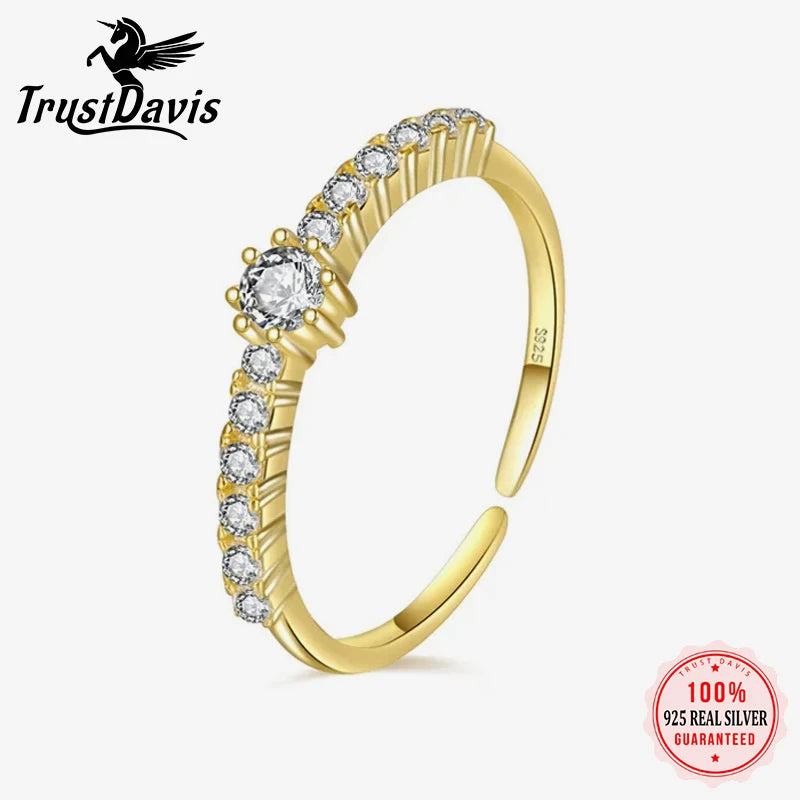 925 Sterling Silver Geometric Zircon Open Ring DS4112