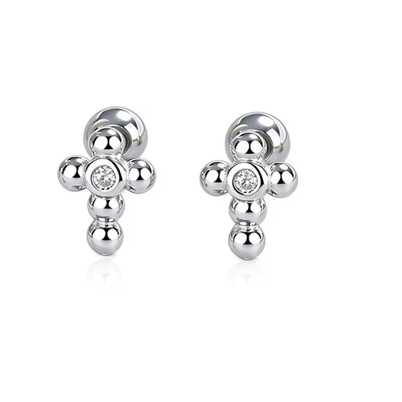 Cross Zirconia Screw Earrings DS5023