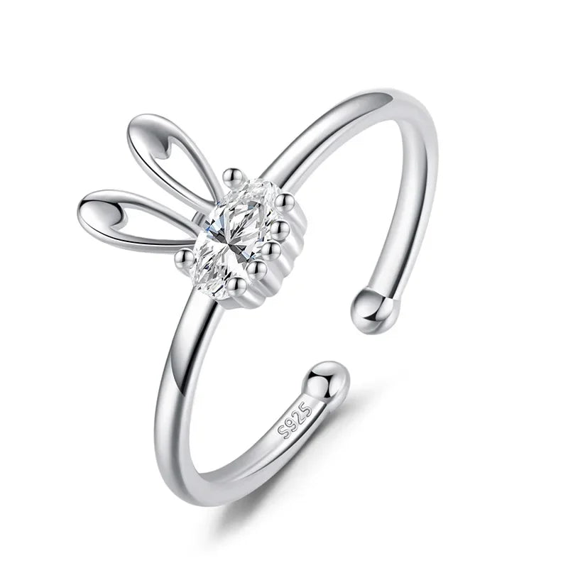 Cute Rabbit Dazzling CZ Opening Rings DS2441