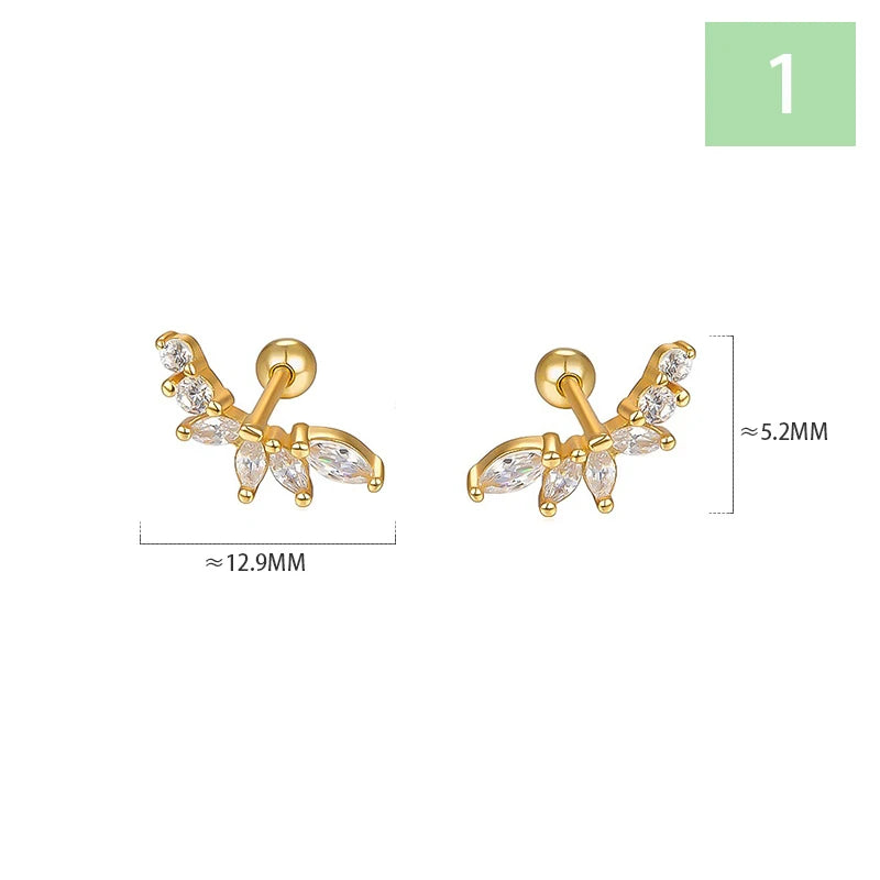 Geometric Zircon Screw Stud Earrings DS4644