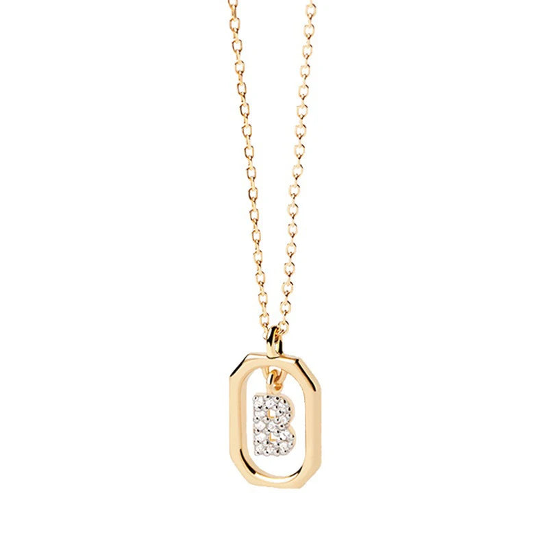 Square Hollow 26 Letter Necklace DS4772