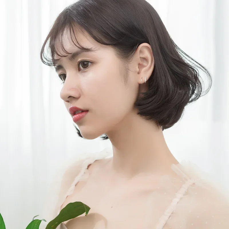 Trustdavis 100% 925 Sterling Silver Earrings Small Ear Bones Ear Buckle Ring 10mm With CZ Tightly Packed Mini Double Ring DA293