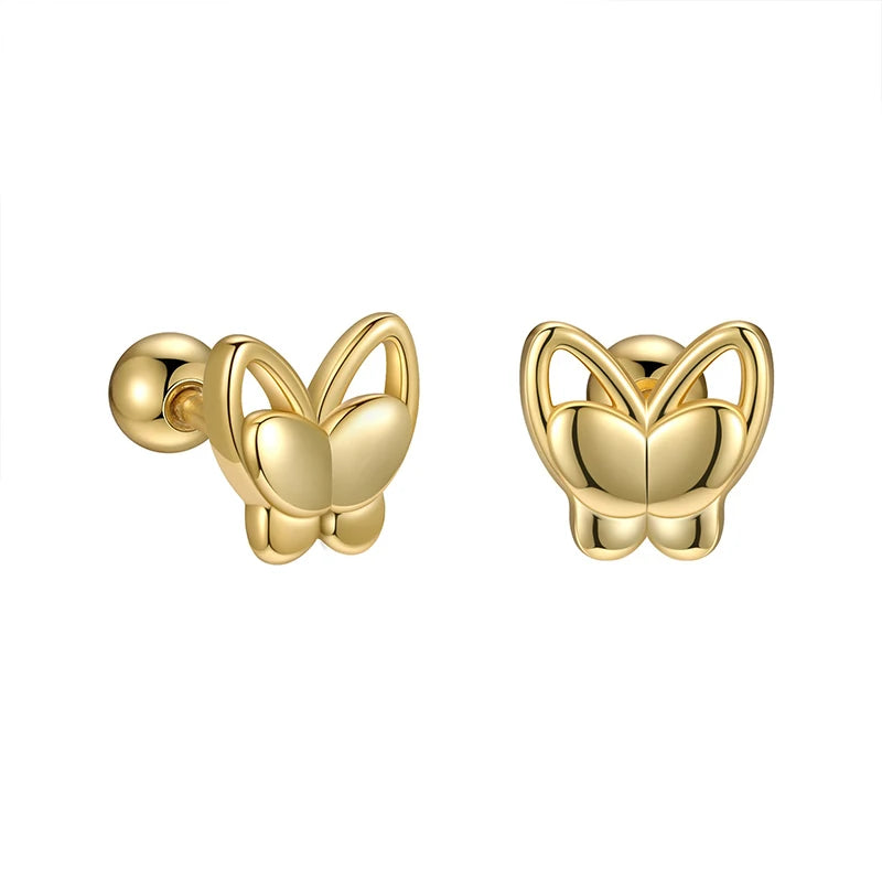 TrustDavis 925 Sterling Silver Women's Fashion Simple Hollow Butterfly Screw Earrings for Women Girls Jewelry Gift DS4270