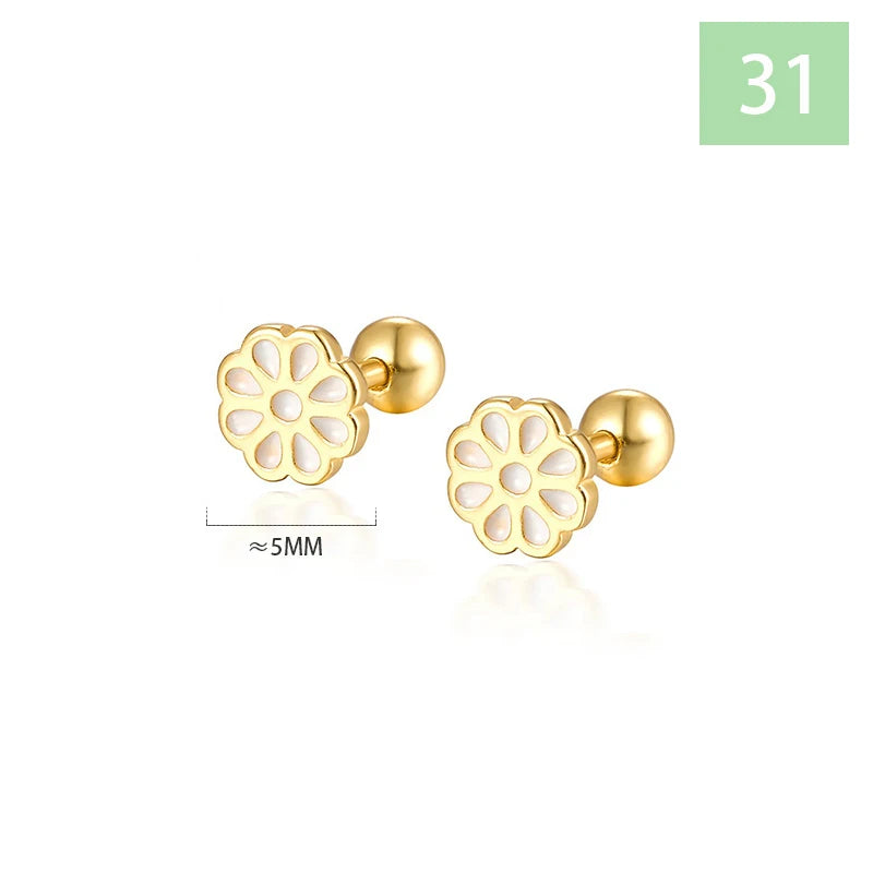 Geometric Zircon Screw Stud Earrings DS4644