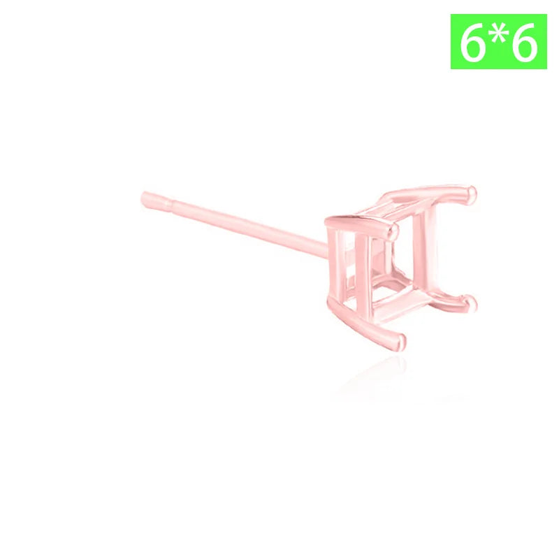 TrustDavis Real 925 Sterling Silver fashion Four clawed square earring ear rest Handmade DIY Accessories Wholesale DZ1761