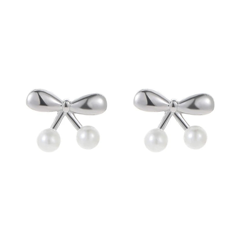 TrustDavis 925 Sterling Silver Women's Pearl Earrings Fashion Sweet Cherry Pearl Earrings for Women Girls Jewelry Gift DS4377