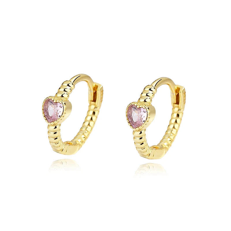 TrustDavis Real 925 Sterling Silve Hoop Square Cat's Paw Heart CZ Pendant Hoop Earrings For Daughter Girls Women Jewelry DG0190