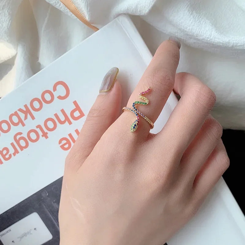 Snake Dazzling Zircon Opening Rings DA2434
