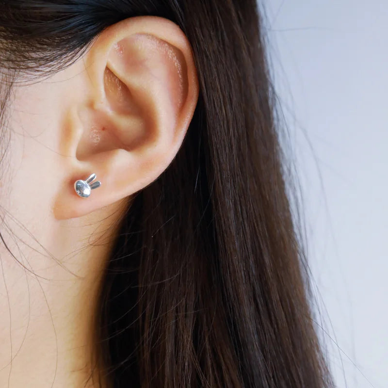 Trustdavis Real 925 Sterling Silver Rabbit Animal Cat Stud Earrings for Women Wedding Party Fine Jewelry DS4375