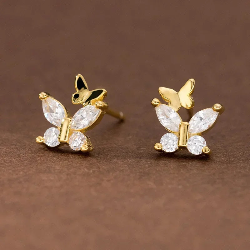 TrustDavis Girls 925 Sterling Silver Trendy Sweet Butterfly Stud Earrings For Women Girls Wedding Party Fine S925 Jewelry DS4259
