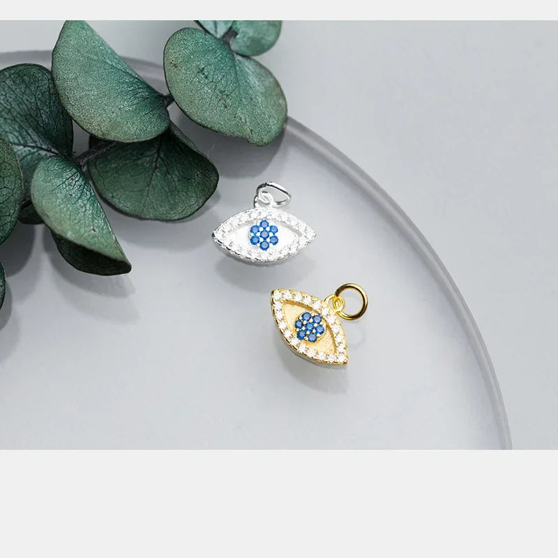 TrustDavis 2024 Real 925 Sterling Silver Fashion Sweet Eye Dazzling CZ Charm Pendant Handmade DIY Accessories Fine Jewelry HY354