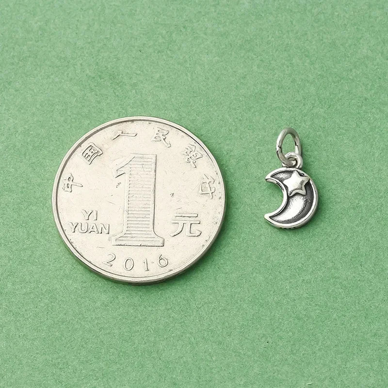 TrustDavis Real 925 Sterling Silver Fashion Cute Stars Moon Charm Pendant Handmade DIY Accessories Fine Jewelry Wholesale DZ1660