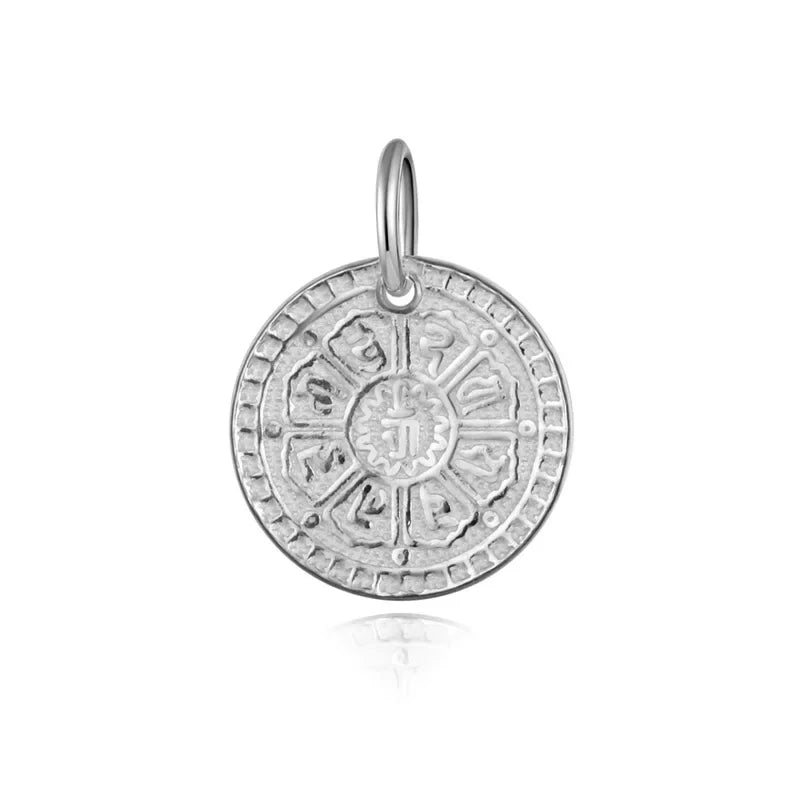 TrustDavis Real 925 Sterling Silver Sweet Round Card Pendant Handmade DIY Fit Necklace Bracelet Accessories Fine Jewelry DZ720