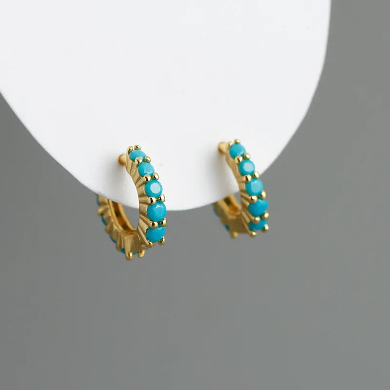 Real 925 Sterling Silver Fashion Sweet Colour Hoop Earring DA2691