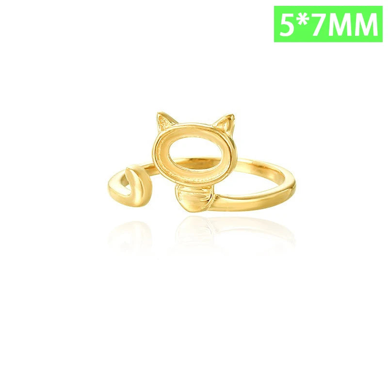 cat ring 3 4 5 6 empty bracket handmade DIY jewelry DZ1690