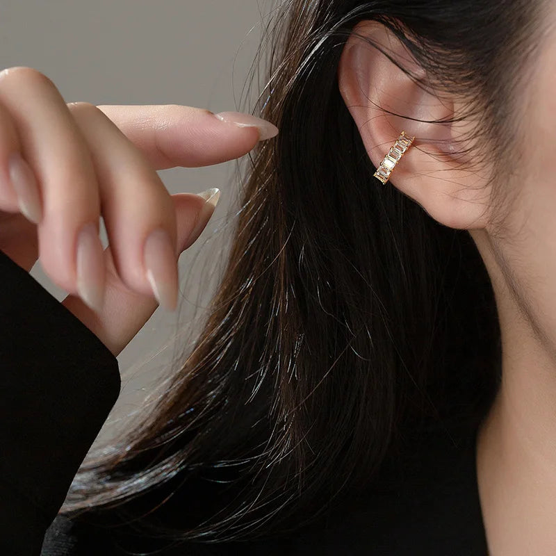 Trustdavis 2024 Real 925 Sterling Silver Zircon Temperament Clip Earrings for Women Daughter Birthday Party Gift Jewelry DS4459