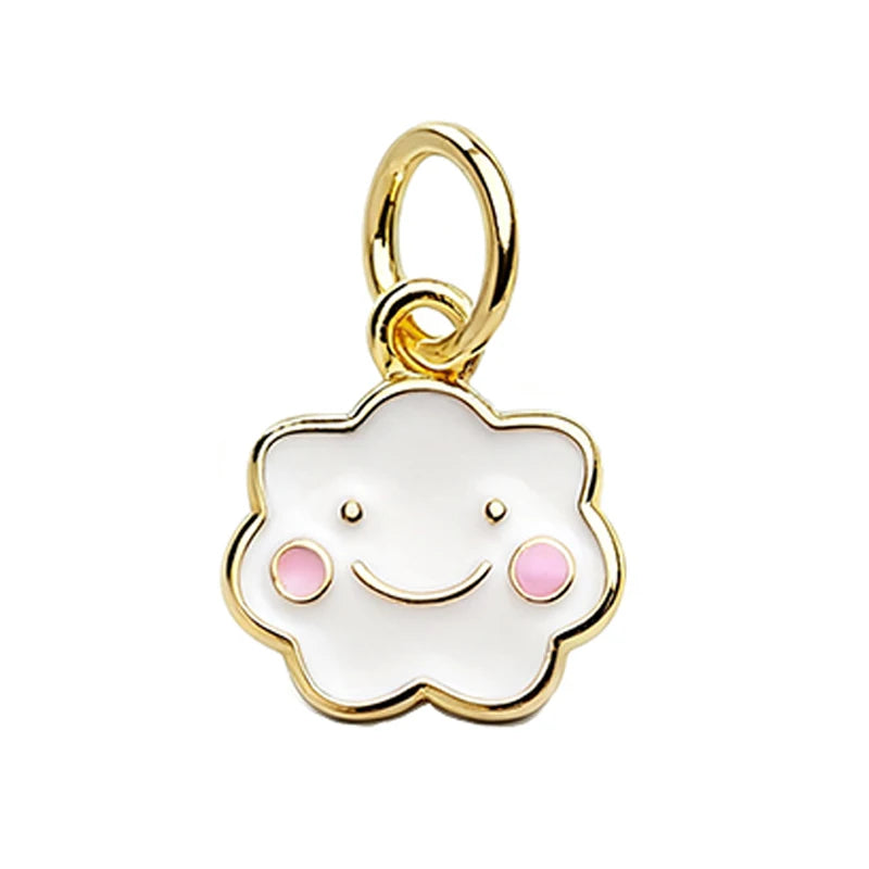 TrustDavis Real 925 Sterling Silver Pendant Handmade DIY Necklace Cloud Smiley Face Accessories Fine S925 Jewelry Gift DZ1807