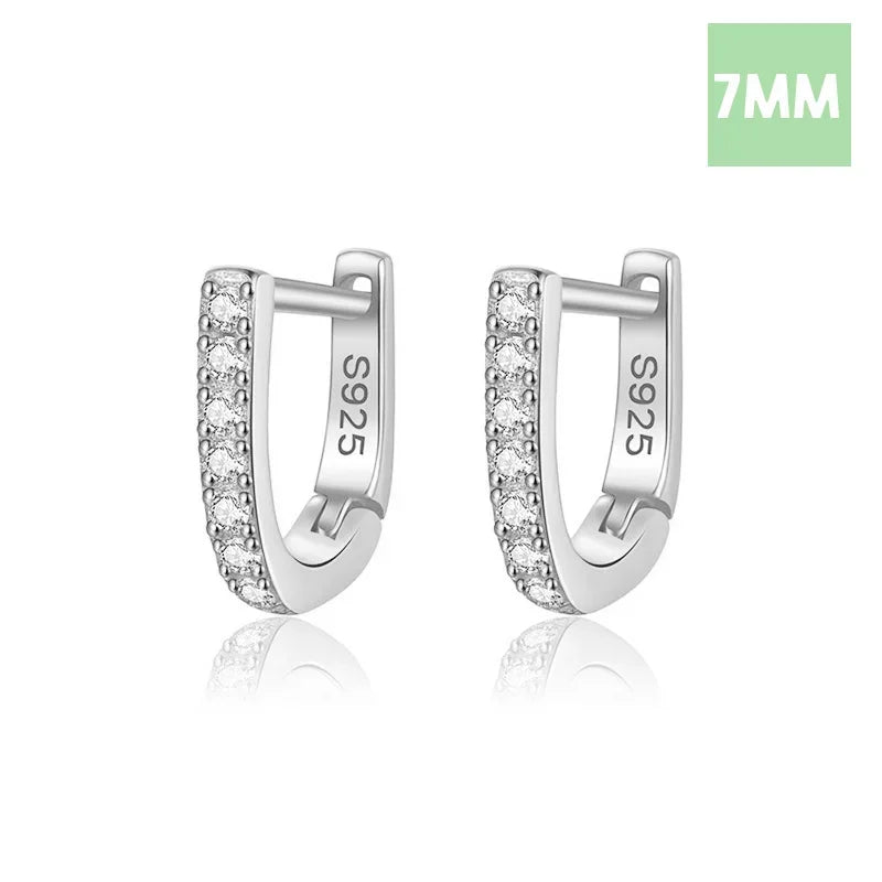 925 Sterling Silve Fashion Minimalist Geometric Zircon Gothic Hoop Earrings DA2723