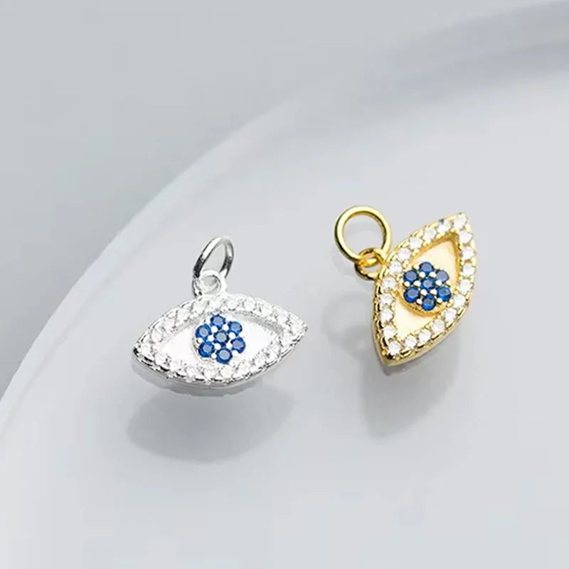 TrustDavis Real 925 Sterling Silver Fashion Sweet Eye Dazzling CZ Charm Pendant Handmade DIY Accessories Fine Jewelry HY354