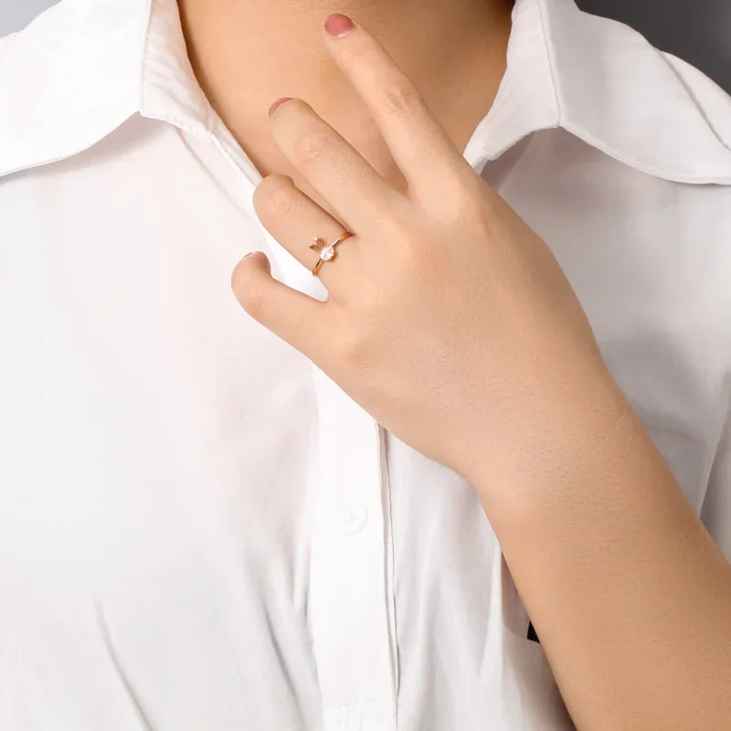 Cute Rabbit Dazzling CZ Opening Rings DS2441