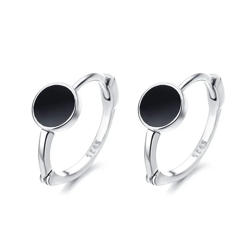 TrustDavis Real 925 Sterling Silver Black Glaze Heart Round Star Square Hoop Earrings For Women Wedding Party Jewelry DA2509