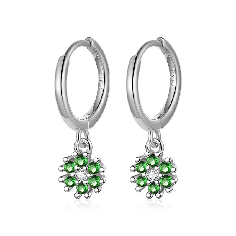 Zircon Flower Hoop Earrings Women Girls Birthday Party Gift Jewelry DS4131