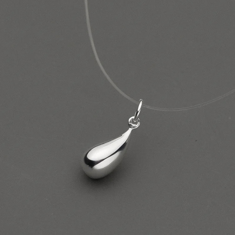 TrustDavis Real 925 Sterling Silver Necklace Bracelet Pendant Smooth Water Drop Handmade DIY Accessories Jewelry DZ891