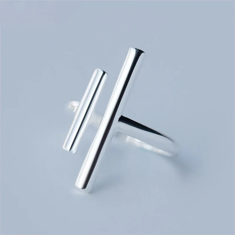 Geometric Simple Minimalist Surface Smooth Stick Adjustable Ring AZ06