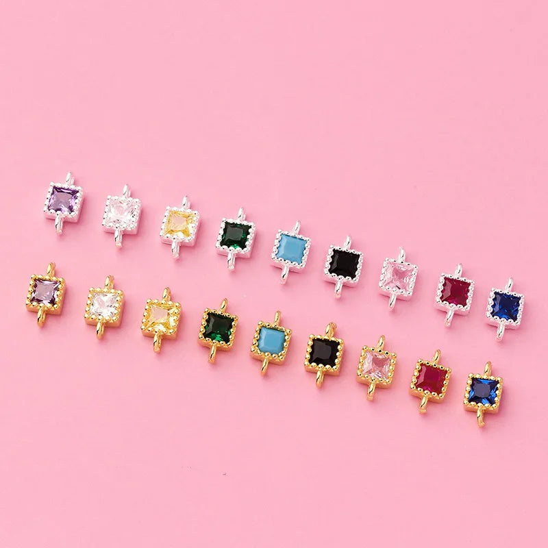Simple Double Ring Square Charm Pendant Handmade DIY Accessories DZ1659
