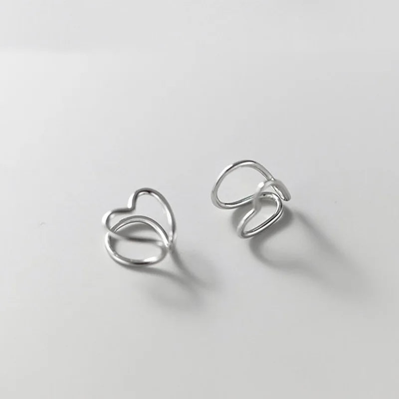 Heart-shaped Silver Clips Earrings DS4867