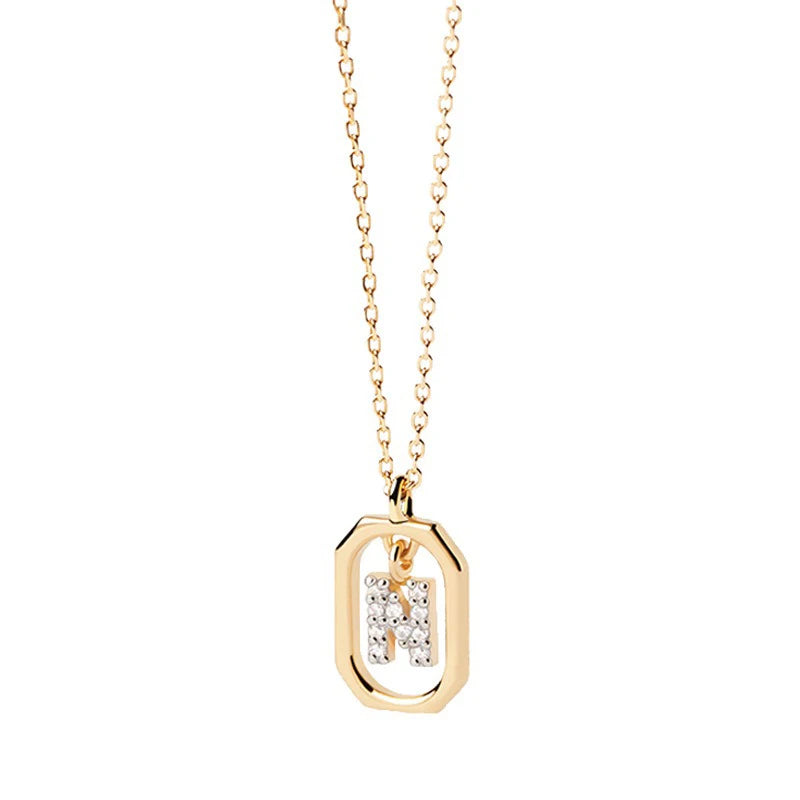 Square Hollow 26 Letter Necklace DS4772