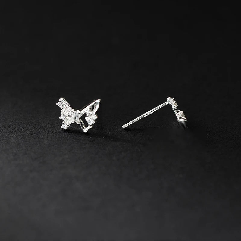 Cute Butterfly Moon Charm Stud Earrings DS4170
