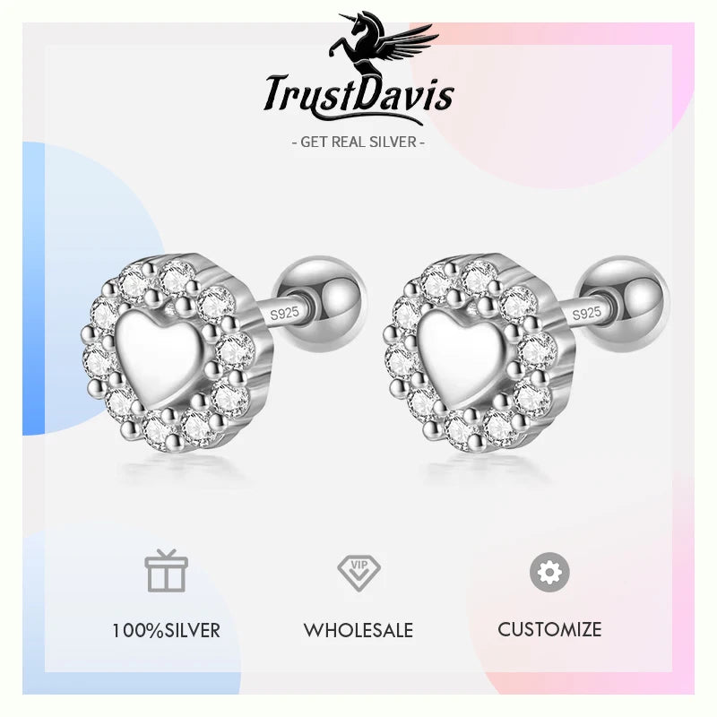 Romantic Heart Screw Stud Earrings DG0022