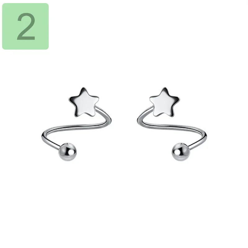 TrustDavis Genuine 925 Sterling Silver Women's Small Star Heart Screw Ear Bones Ear Buckle Tightly Packed Mini Earrings DA2099